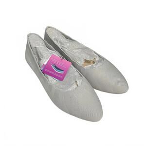 Skechers Cleo Point Women’s Light Gray Knit Flats – Memory Foam Ballet Shoes